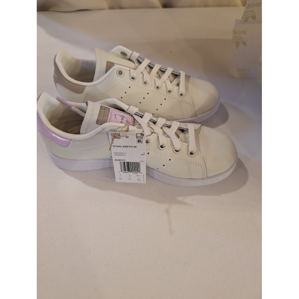 Adidas Women's Stan Smith Shoes White/Pink Size 5.5 - New - Picture 2 of 3